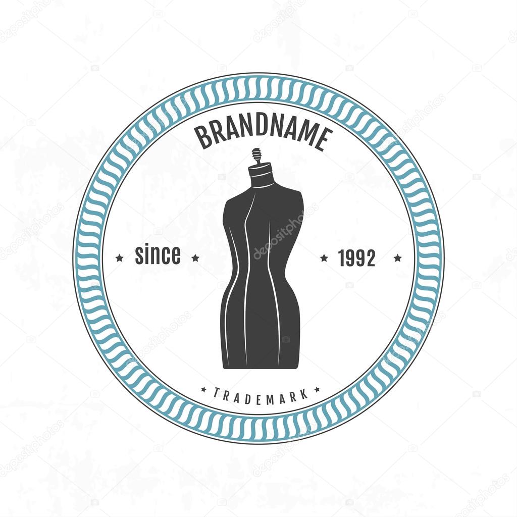 Set vintage retro mannequin shopping badges