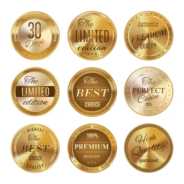 Conjunto de etiquetas douradas — Vetor de Stock