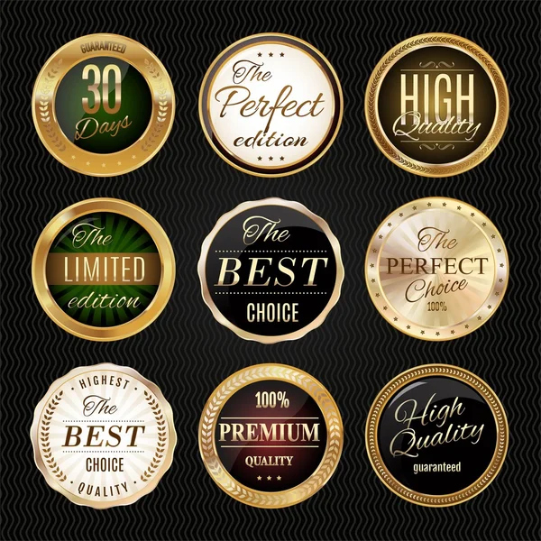 Etiqueta dourada qualidade premium — Vetor de Stock
