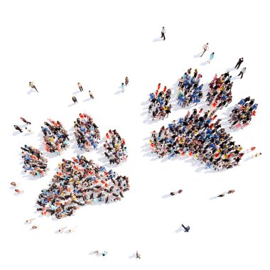 people in the form of animal tracks. clipart