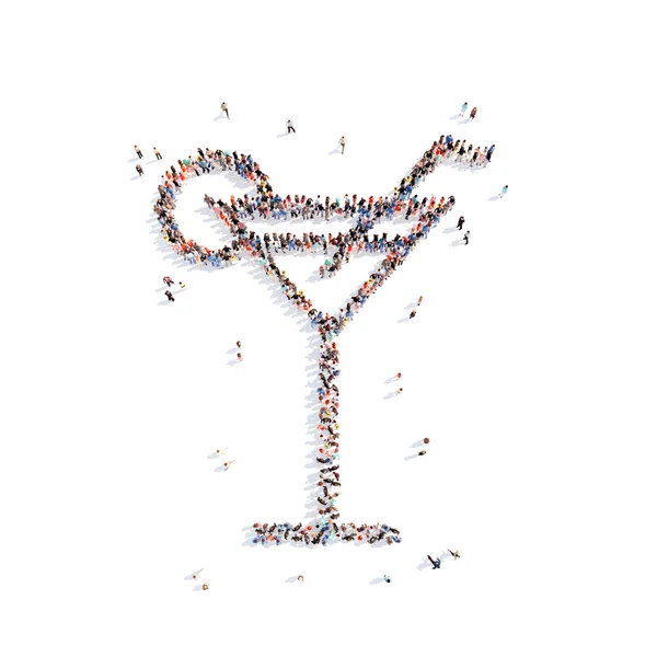 Mensen in de vorm van een glas met martini. — Stockfoto