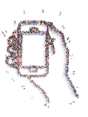 insanlar telefon, bir el şeklinde kendini.