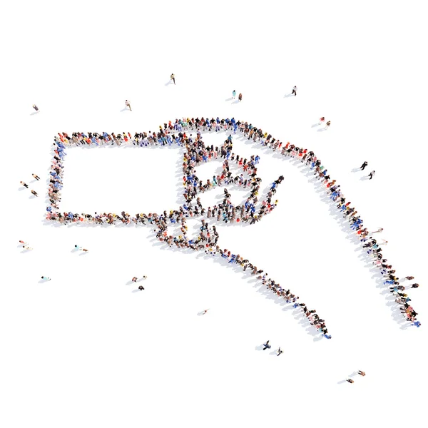 Människor i form av en hand med visitkort. — Stockfoto