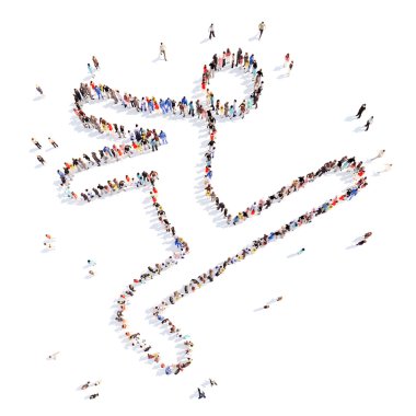 İnsanlar bir adam şeklinde.