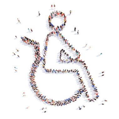 people in the form of a disabled person. clipart