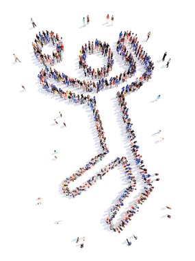 İnsanlar bir adam şeklinde.