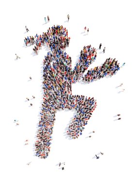 İnsanlar bir adam şeklinde.