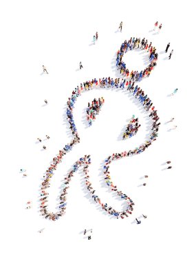 İnsanlar bir adam şeklinde.