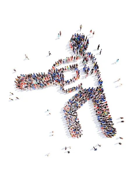 İnsanlar bir adam şeklinde.