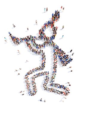 İnsanlar bir adam şeklinde.