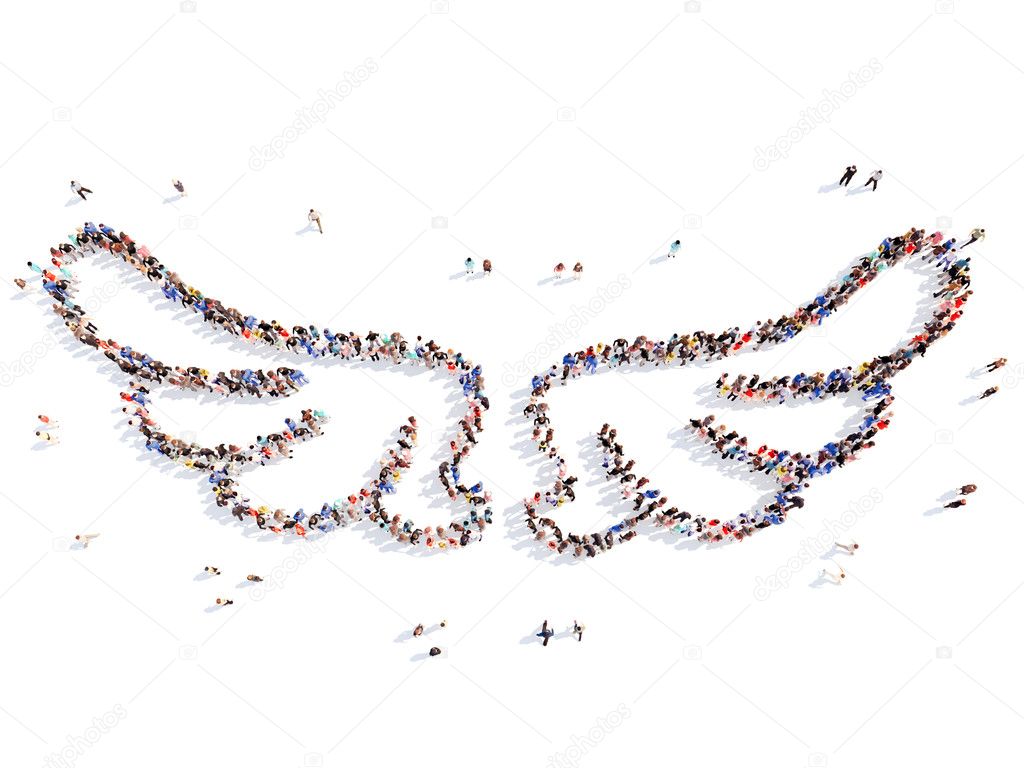 people in the form of wings.