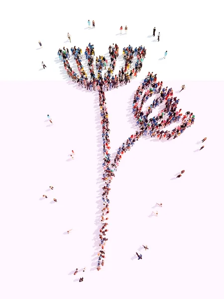 Mensen in de vorm van een bloem, en ecologie. — Stockfoto