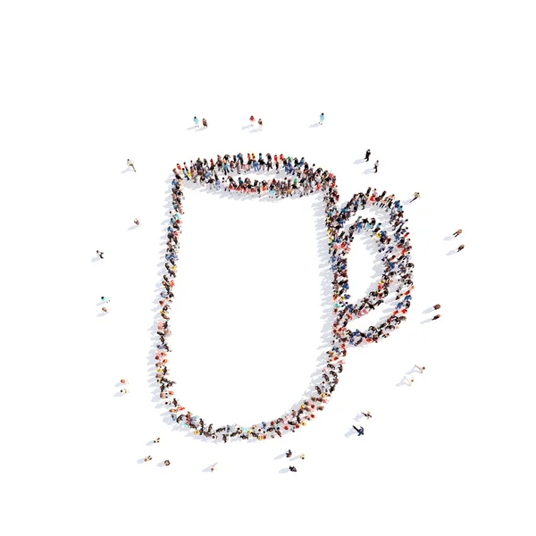 カップお茶の形の人々. — ストック写真