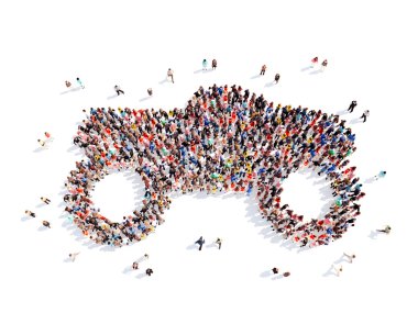 insanlar araba şeklinde.