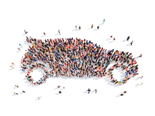 People in the form of car. — Stock Photo, Image