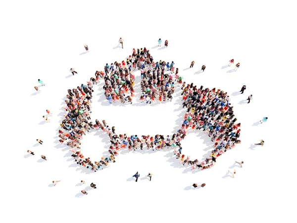 People in the form of children police car. — Stock Photo, Image