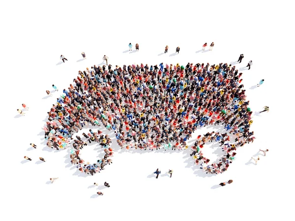 People in the form of car. — Stock Photo, Image