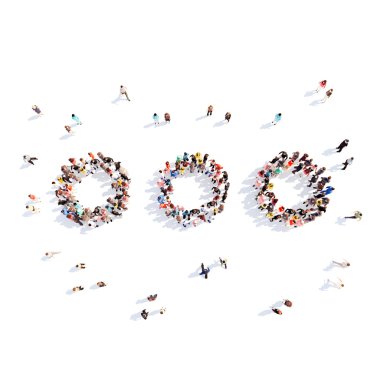 İnsanlar bir soyut sembolü iş şeklinde.