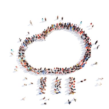 İnsanlar bulutlar şeklinde.