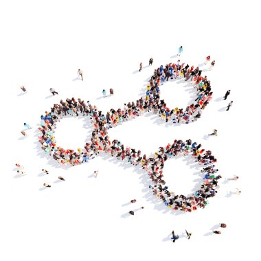 İnsanlar bir soyut sembolü iş şeklinde.