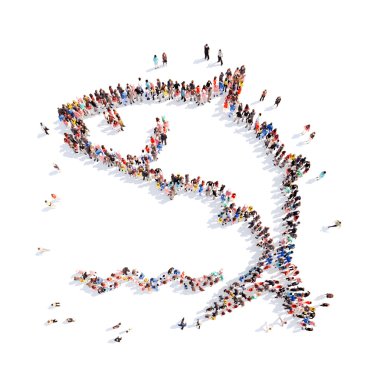 İnsanlar bir köpek balığı şeklinde.