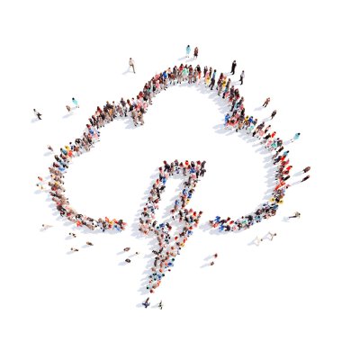 İnsanlar bulutlar şeklinde.