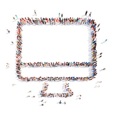 İnsanlar bir monitör şeklinde.