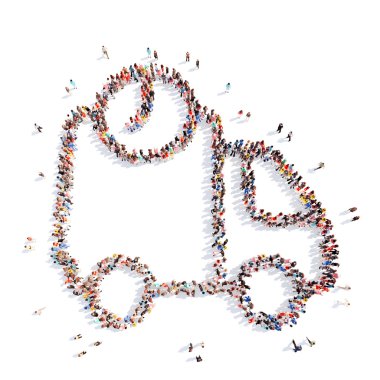 İnsanlar bir araba şeklinde.