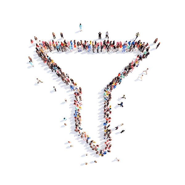 people in the form of a funnel.