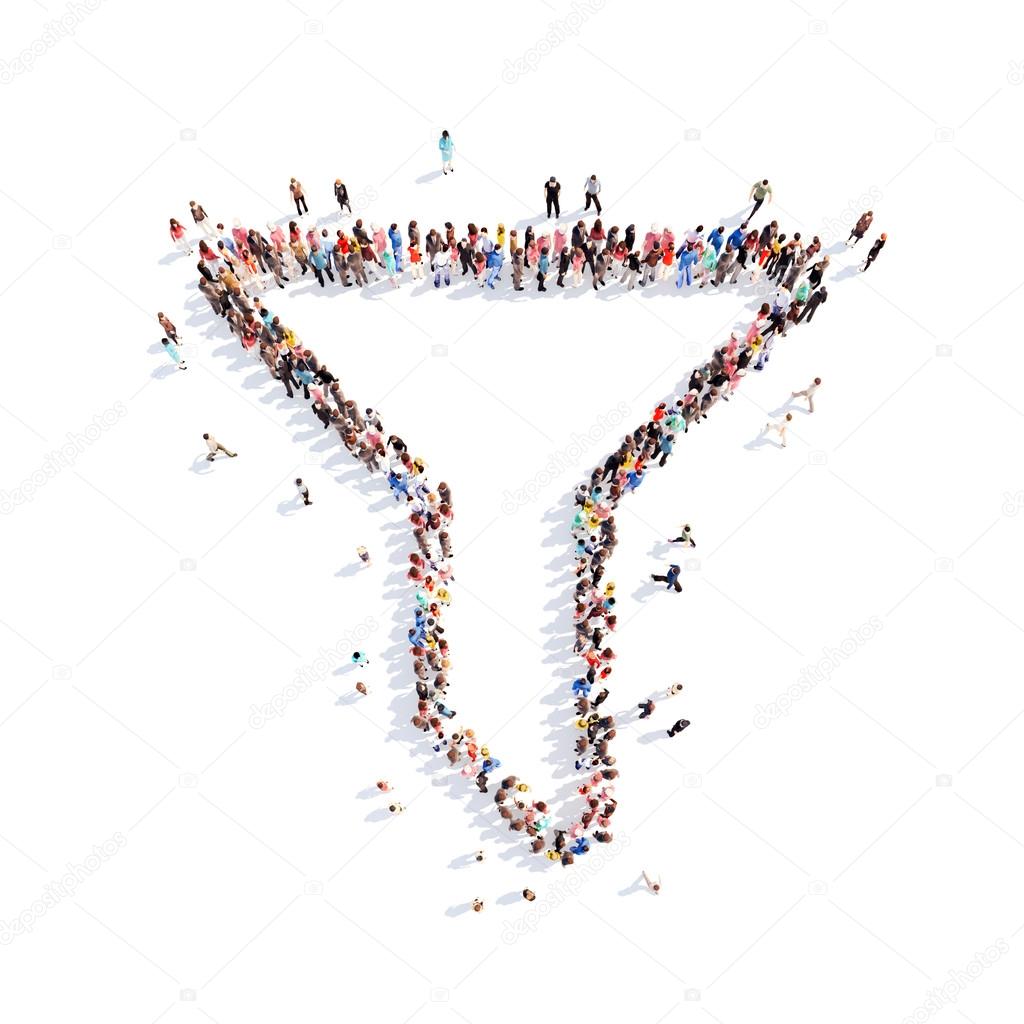 people in the form of a funnel.