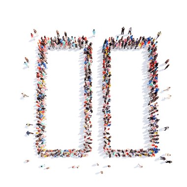 insanlar bir simge oynatma şeklinde.