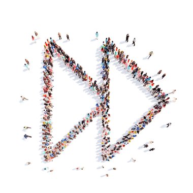 insanlar bir simge oynatma şeklinde.