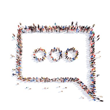 İnsanlar bir sohbet kabarcık şeklinde.