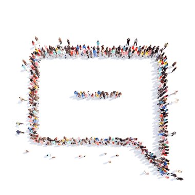 İnsanlar bir sohbet kabarcık şeklinde.