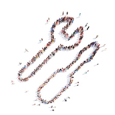 İnsanlar araçları şeklinde.