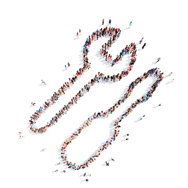 İnsanlar araçları şeklinde.