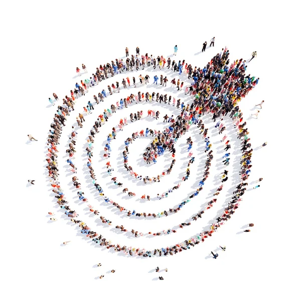 People in the shape of a target with an arrow, aim. — Stock Photo, Image