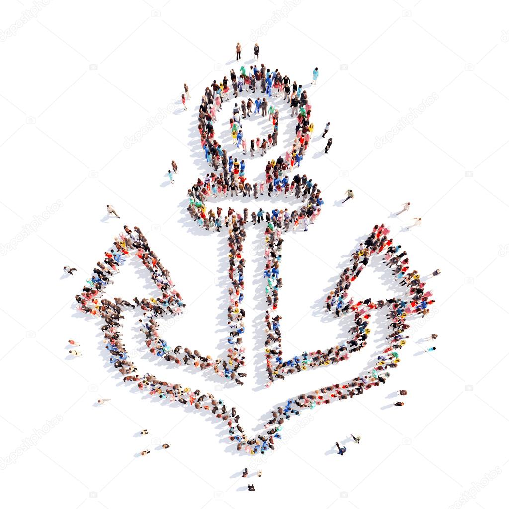 people in the shape of an anchor.