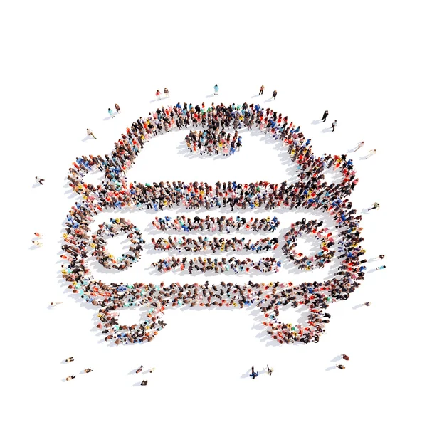 People in the shape of car. — Stock Photo, Image