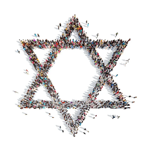 People in the form of a Jewish star. — Stock Photo, Image