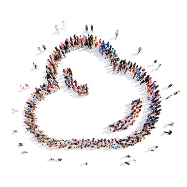 insanlar bulutlar şeklinde.