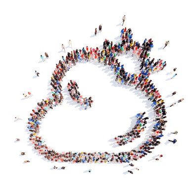 insanlar bulutlar şeklinde.