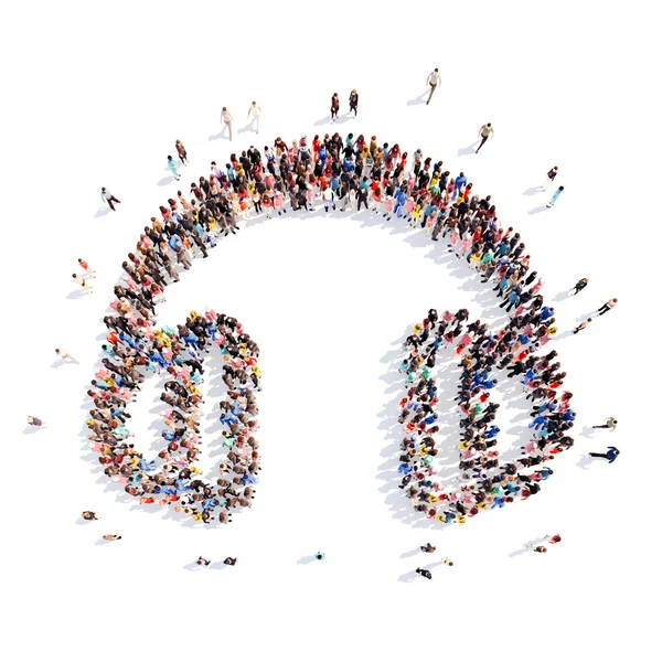 Pessoas em forma de fones de ouvido . — Fotografia de Stock