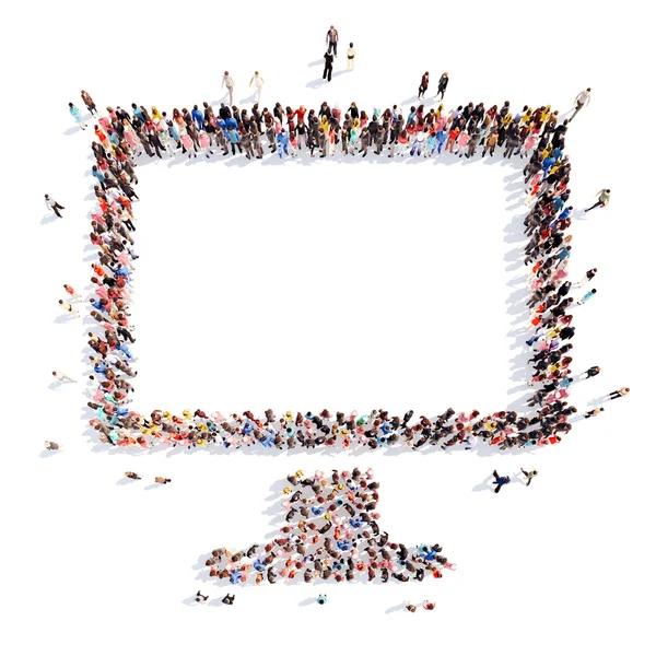 People in the shape of a monitor. — Stock Photo, Image