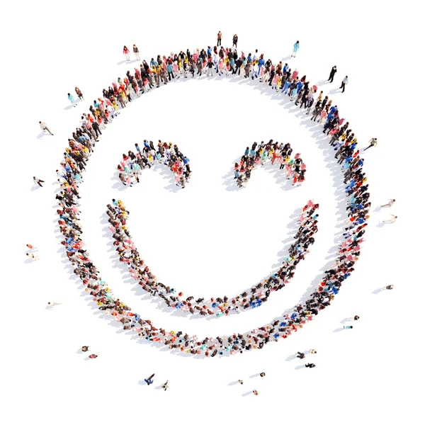 People in the shape of a smile. — Stock Photo, Image