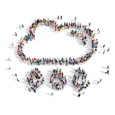 insanlar bulutlar şeklinde.