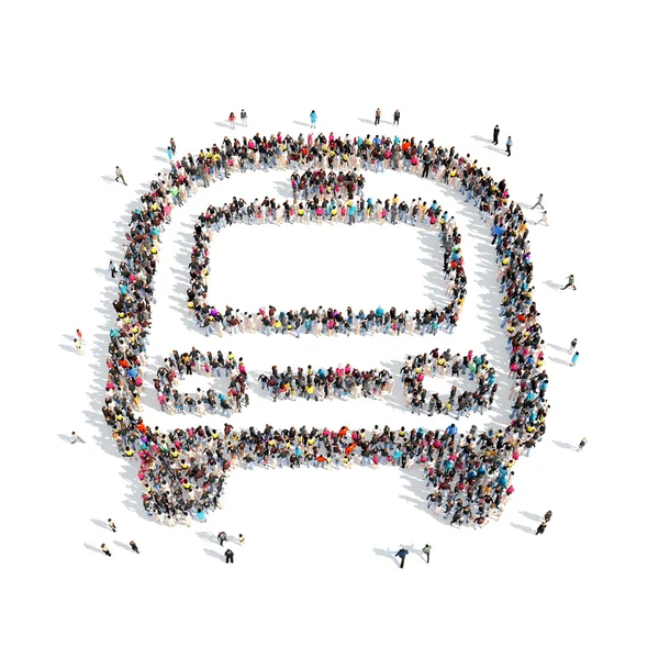 People in the shape of a bus. — Stock Photo, Image