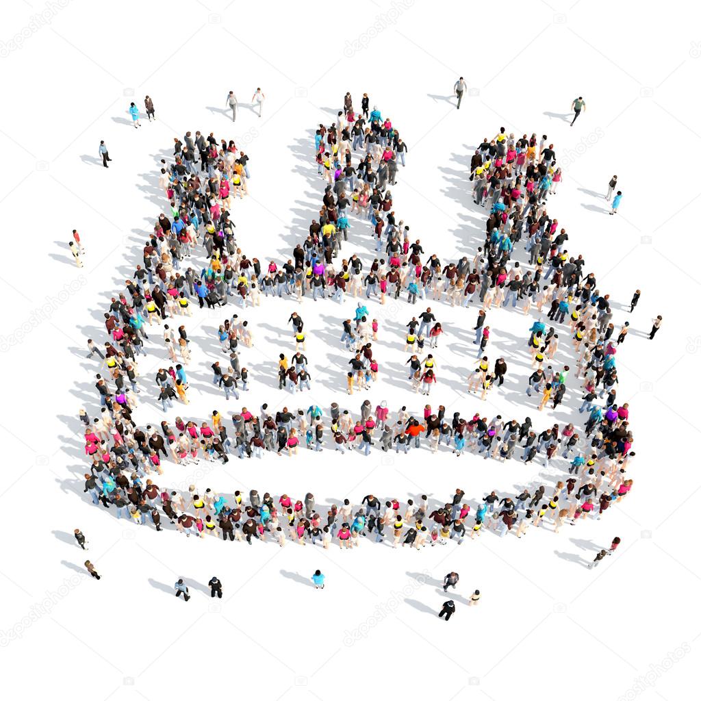 people in the shape of a crown.