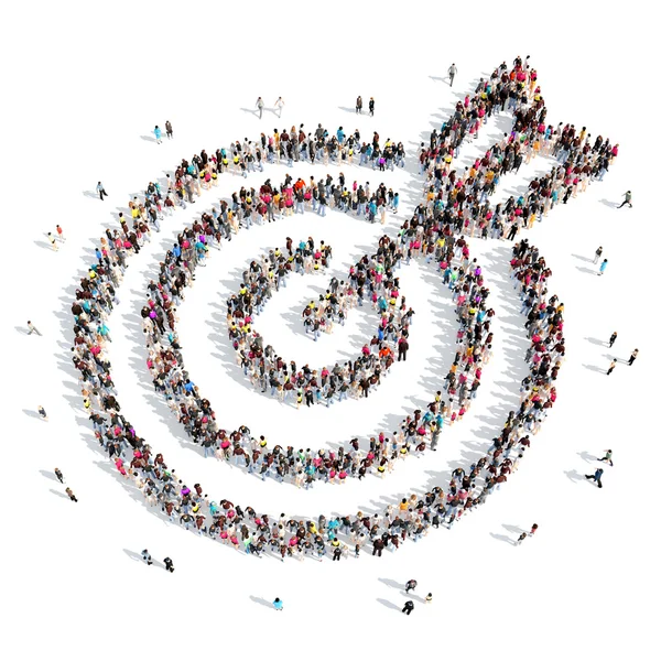 People in the shape of a target with an arrow. — Stock Photo, Image