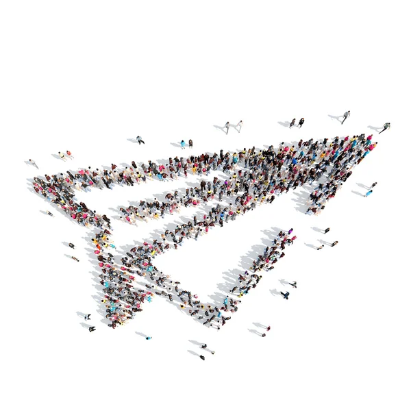 People in the shape of paper airplane. — Stock Photo, Image